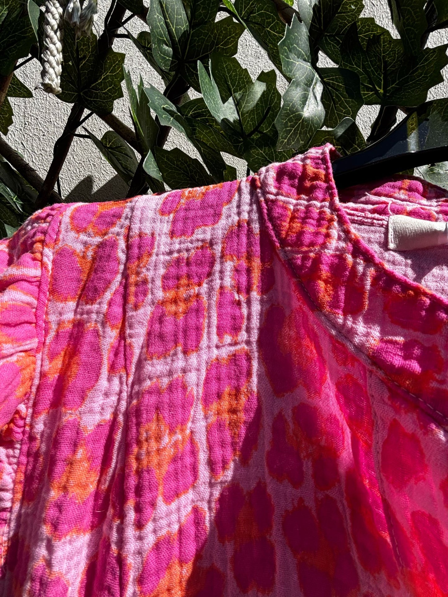 Musselinbluse, rosa-pink