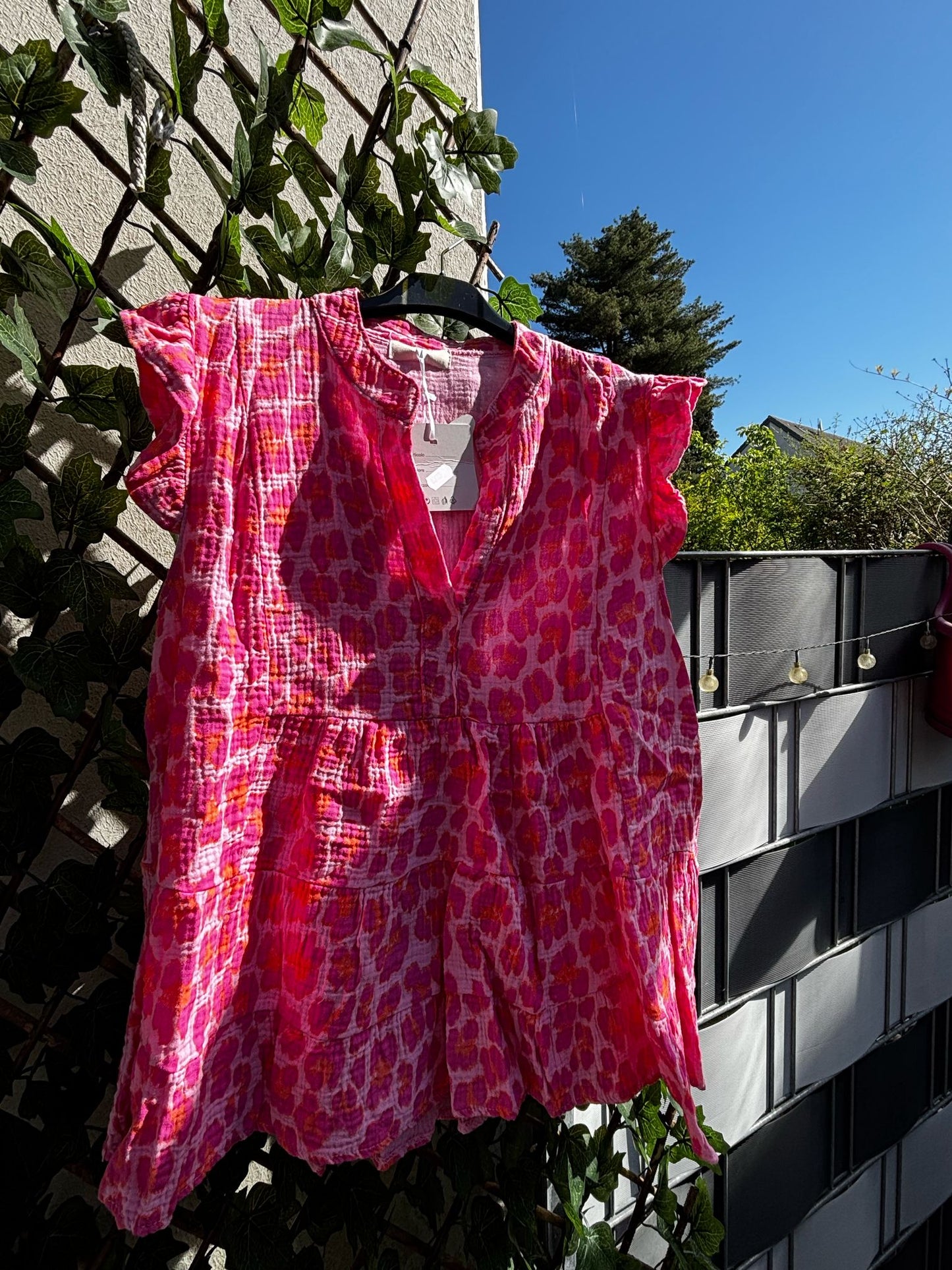Musselinbluse, rosa-pink